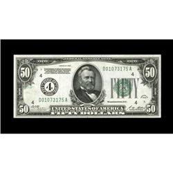 Fr. 2100-D $50 1928 Federal Reserve Note. Crisp Uncircu 