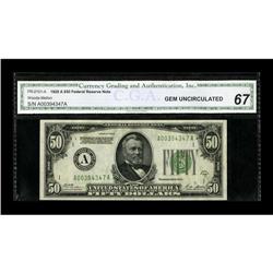 Fr. 2101-A $50 1928A DGS Federal Reserve Note. CGA Gem 
