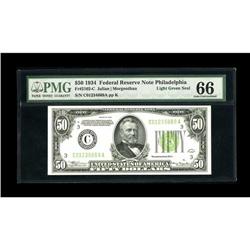 Fr. 2102-C $50 1934 Light Green Seal Federal Reserve No 