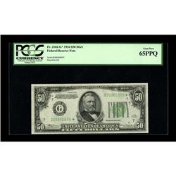 Fr. 2102-G* $50 1934 Federal Reserve Note. PCGS Gem New 