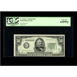 Fr. 2102-G* $50 1934 Federal Reserve Note. PCGS Choice 