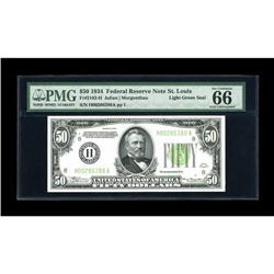 Fr. 2102-H $50 1934 Light Green Seal Federal Reserve No 