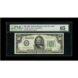 Fr. 2102-H $50 1934 Federal Reserve Note. PMG Gem Uncir 