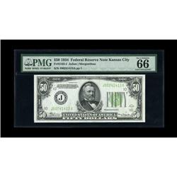 Fr. 2102-J $50 1934 Federal Reserve Note. PMG Gem Uncir 