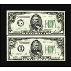 Fr. 2103-G/Fr. 2102-G $50 1934A Mule/1934 Federal Reser 