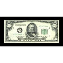 Fr. 2108-G* $50 1950A Federal Reserve Note. Choice Abou 