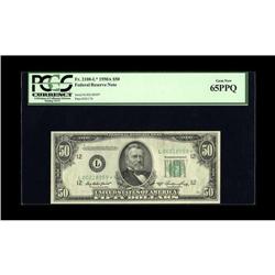 Fr. 2108-L* $50 1950A Federal Reserve Note. PCGS Gem Ne 