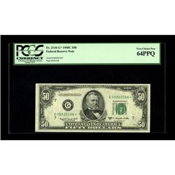Fr. 2110-G* $50 1950C Federal Reserve Note. PCGS Very C 