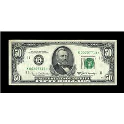 Fr. 2116-K* $50 1969B Federal Reserve Note. Very Fine-E 