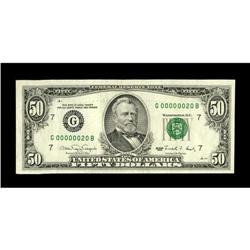Fr. 2124-G $50 1990 Federal Reserve Note. Choice About 