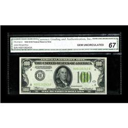 Fr. 2152-H $100 1934 LGS Federal Reserve Note. CGA Gem 