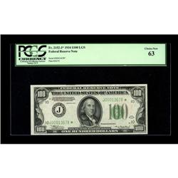 Fr. 2152-J* $100 1934 Federal Reserve Note. PCGS 63 