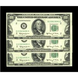 Three Near-Consecutive Fr. 2162-B $100 1950E Federal Re 