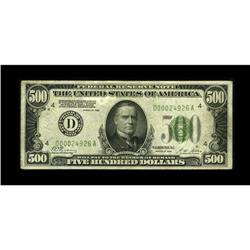 Fr. 2200-D $500 1928 Federal Reserve Note. Very Fine+.A 