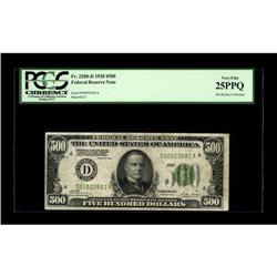 Fr. 2200-D $500 1928 Federal Reserve Note. PCGS Very Fi 