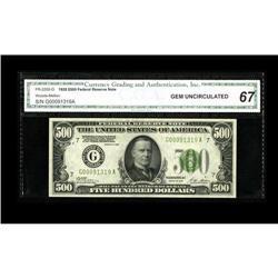 Fr. 2200-G $500 1928 Federal Reserve Note. CGA Gem Unci 