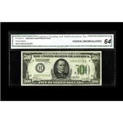 Fr. 2200-H $500 1928 Federal Reserve Note. CGA Choice U 