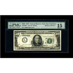 Fr. 2200-L $500 1928 Federal Reserve Note. PMG Fine 15. 