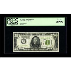 Fr. 2201-E $500 1934 Light Green Seal Federal Reserve N 