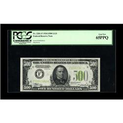 Fr. 2201-F $500 1934 Light Green Seal Federal Reserve N 