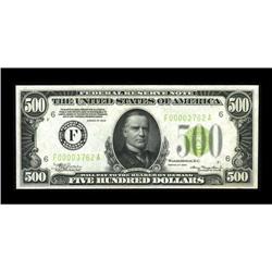 Fr. 2201-F $500 1934 LGS Federal Reserve Note. Choice A 