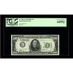 Fr. 2201-G $500 1934 Federal Reserve Note. PCGS Very Ch 