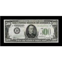 Fr. 2202-D $500 1934A Federal Reserve Note. About Uncir 