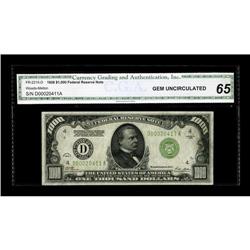 Fr. 2210-D $1000 1928 Federal Reserve Note. CGA Gem Unc 