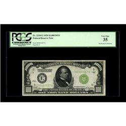 Fr. 2210-E $1000 1928 Federal Reserve Note. PCGS Very F 