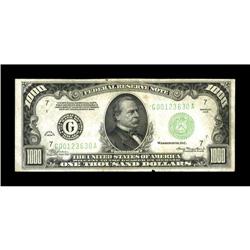 Fr. 2211-G $1000 1934 Federal Reserve Note. Extremely F 
