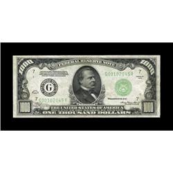 Fr. 2211-G $1000 1934 Federal Reserve Note. Very Fine+. 