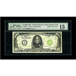 Fr. 2211-J $1000 1934 Light Green Seal Federal Reserve 
