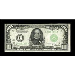 Fr. 2211-L $1000 1934 Federal Reserve Note. Very Fine.T 