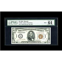 Fr. 2301 $5 1934 Hawaii Federal Reserve Note. PMG Choic 