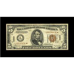 Fr. 2301* $5 1934 Hawaii Federal Reserve Note. Fine.Thi 