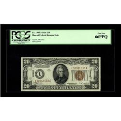 Fr. 2305 $20 1934A Hawaii Federal Reserve Note. PCGS Ge 