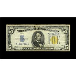 Fr. 2307* $5 1934A North Africa Silver Certificate. Fin 