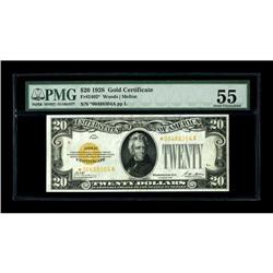 Fr. 2402* $20 1928 Gold Certificate. PMG About Uncircul 