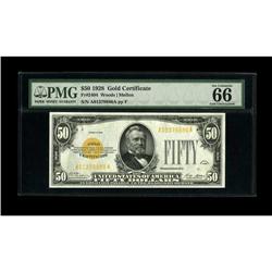 Fr. 2404 $50 1928 Gold Certificate. PMG Gem Uncirculate 