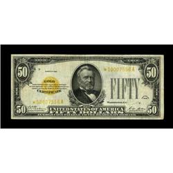 Fr. 2404* $50 1928 Gold Certificate. Fine.This elusive 