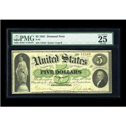 Fr. 2 $5 1861 Demand Note PMG Very Fine 25 EPQ. A solid 