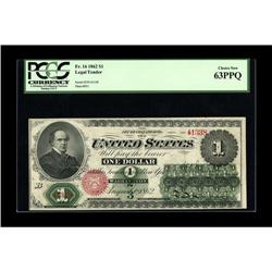 Fr. 16 $1 1862 Legal Tender PCGS Choice New 63PPQ. A fr 