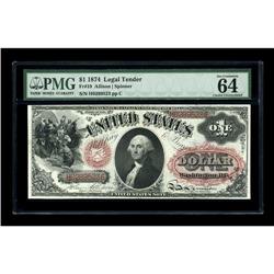 Fr. 19 $1 1874 Legal Tender PMG Choice Uncirculated 64 