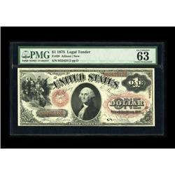 Fr. 20 $1 1875 Legal Tender PMG Choice Uncirculated 63 