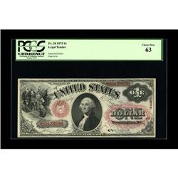 Fr. 20 $1 1875 Legal Tender PCGS Choice New 63. A solid 