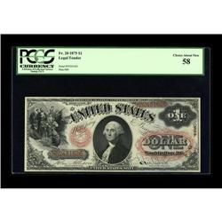 Fr. 20 $1 1875 Legal Tender PCGS Choice About New 58. A 