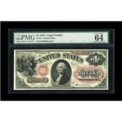 Fr. 22 $1 1875 Legal Tender PMG Choice Uncirculated 64. 