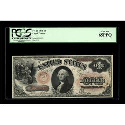 Fr. 26 $1 1875 Legal Tender PCGS Gem New 65PPQ. Broad m 