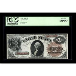 Fr. 30 $1 1880 Legal Tender PCGS Gem New 65PPQ. The sol 