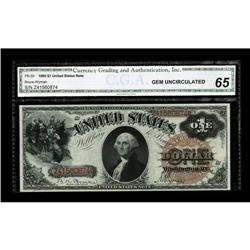 Fr. 30 $1 1880 Legal Tender CGA Gem Uncirculated 65. Tr 